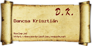 Dancsa Krisztián névjegykártya